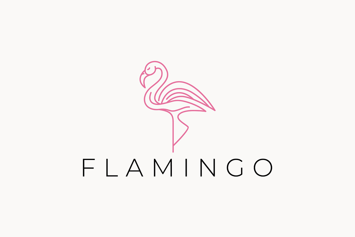 Flamingo Logo Line Silhouette Tropic, a Branding & Logo Template by Signatoro (Photo 1 of 2)
