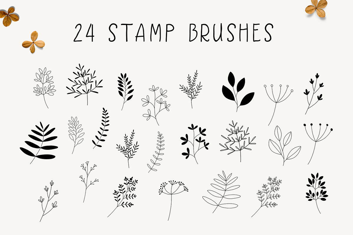 Leaves Procreate Stamp Brushes, a Brush Add-On by Little Nordic Atelier (Photo 2 of 3)
