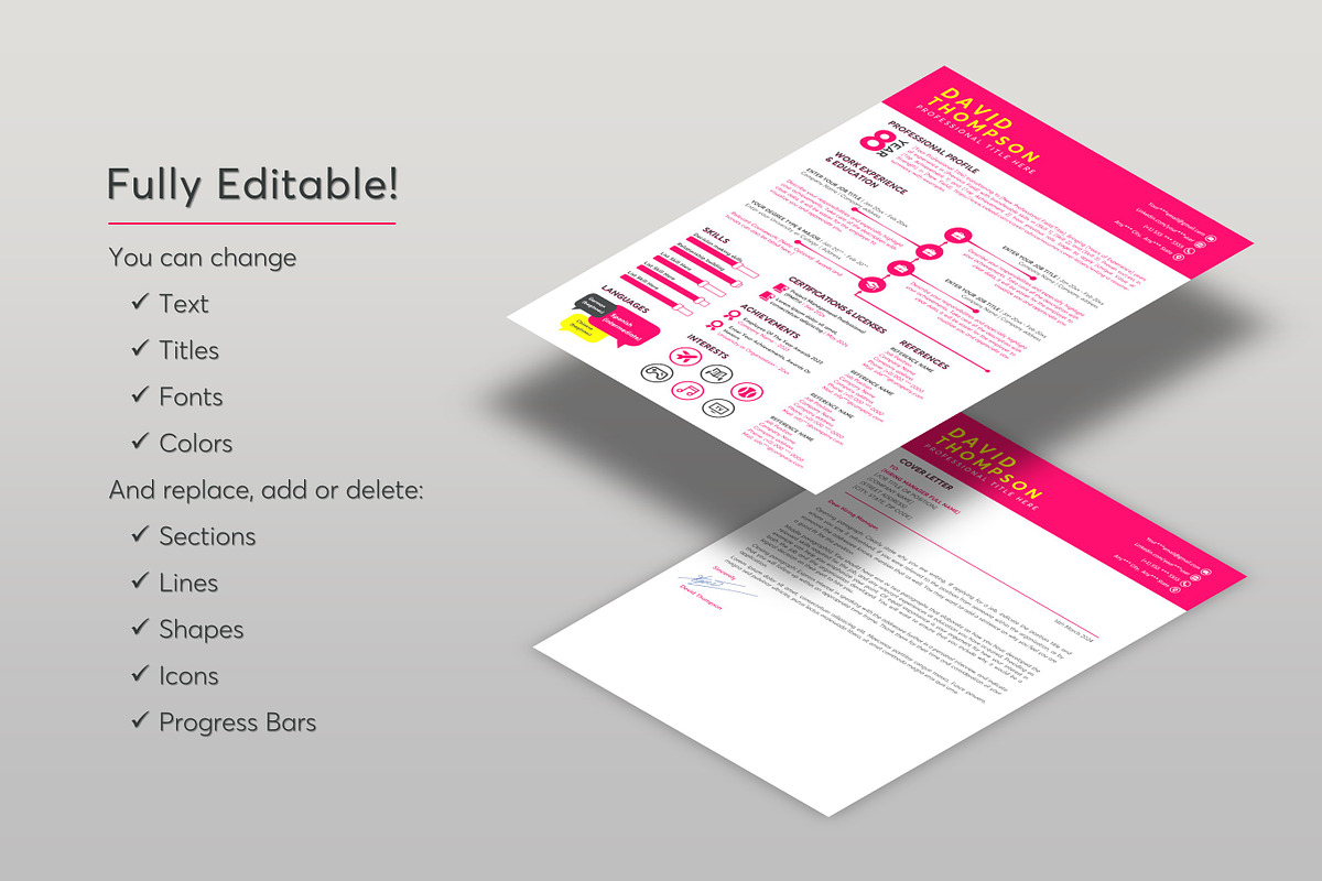 Graphic Resume Word & Google Docs 48, a Resume Template by MrCam Template Resume|CV (Photo 4 of 7)