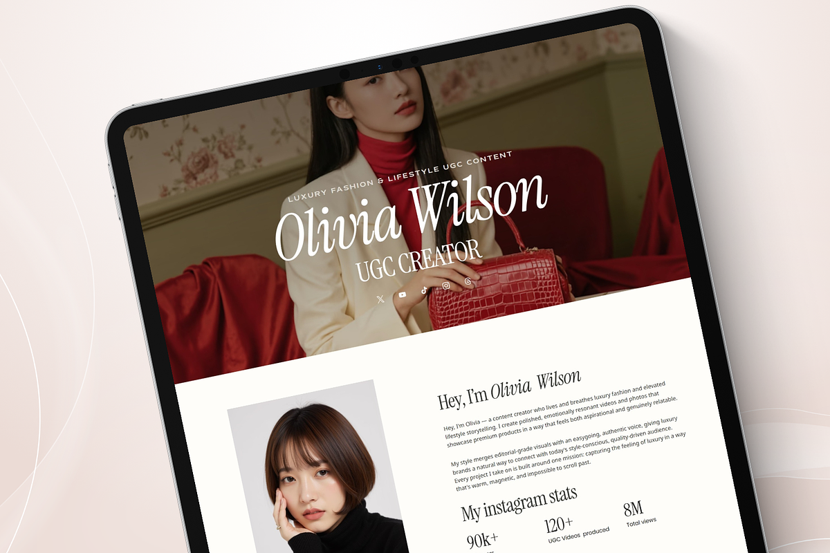 Luxury UGC Creator & Influencer, a Landing Page Template by hridoywebdev (Photo 1 of 4)