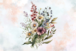 Watercolor Wildflowers Clipart PNG