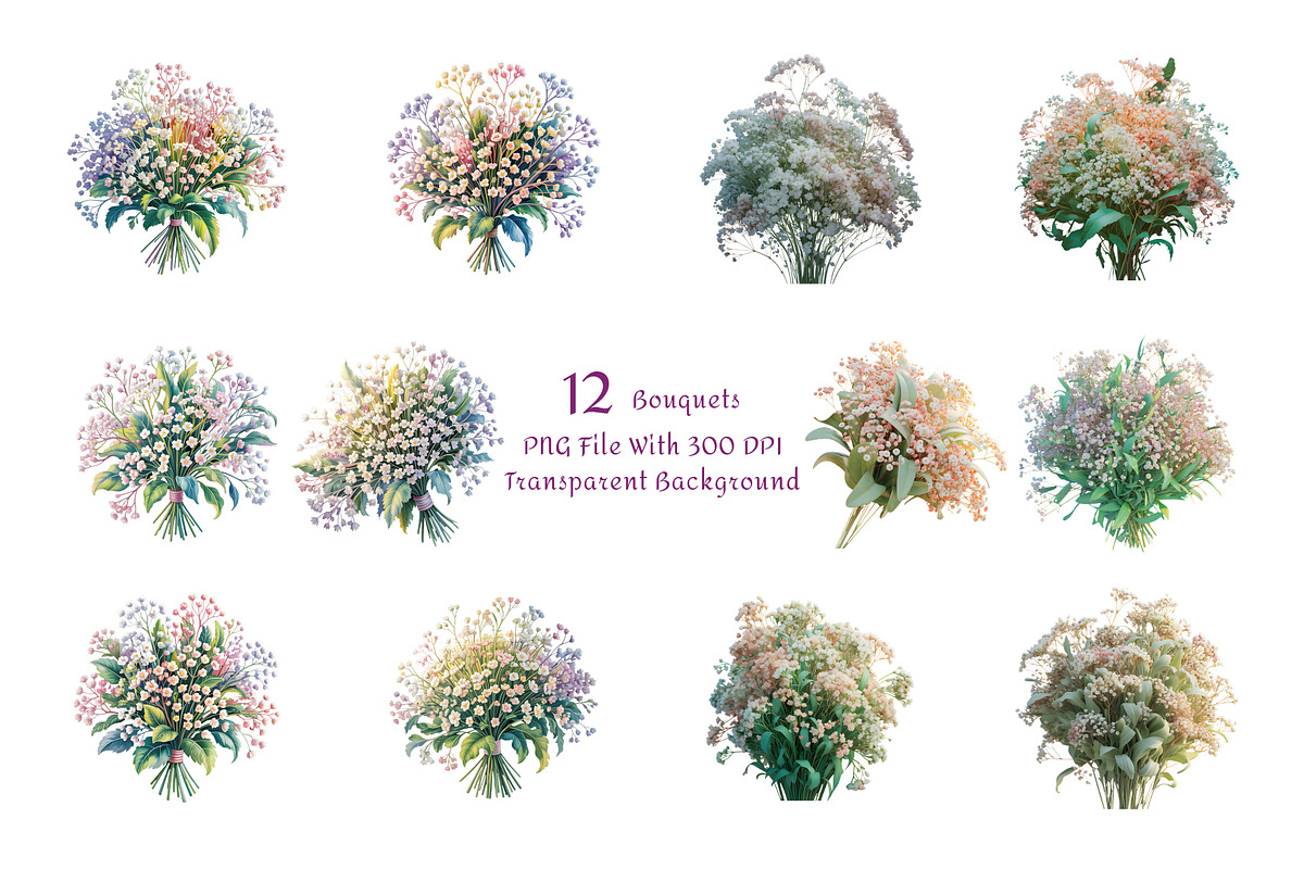 Baby's Breath Watercolor Clipart, a Decorative Illustration by ForhadGFX (Photo 3 of 14)