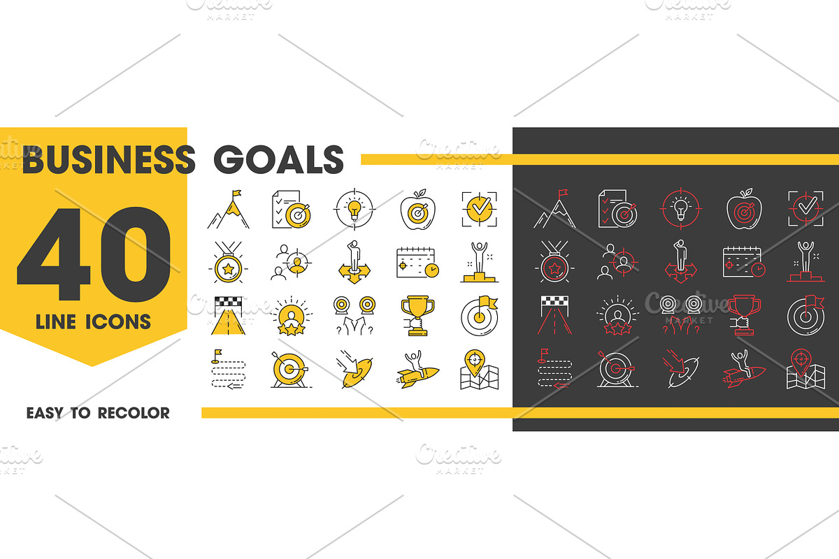 Business goal and target icons, a Finance Illustration by Vector Tradition