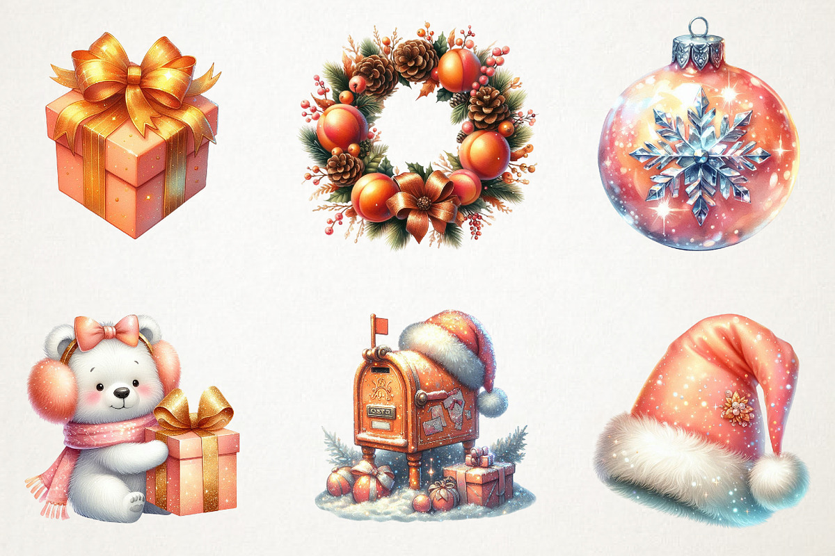 Peach Colored Christmas Clipart, an Illustration by RobertsArt (Photo 5 of 7)