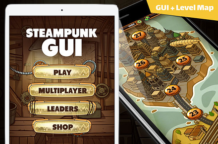 Steampunk GUI with Level Map