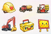 Cute Construction Watercolor Clipart, an Illustration by CreationArt (Thumbnail 3 of 9)