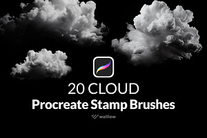 20 Realistic Clouds Procreate Stamps