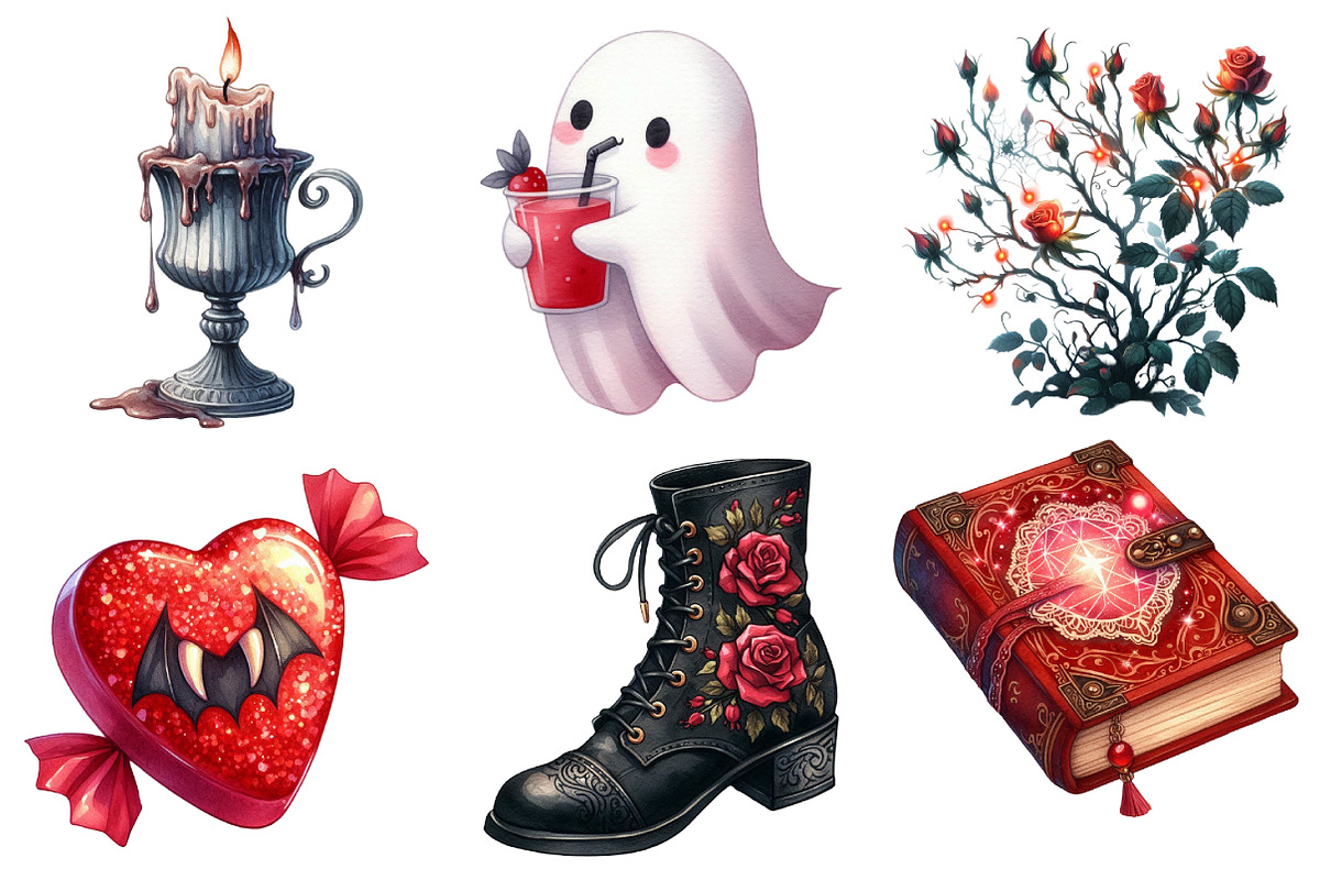 Watercolor Red Halloween Clipart, an Illustration by Daily.Designs (Photo 4 of 4)