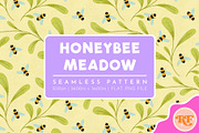 Honeybee Meadow Seamless Pattern, a Pattern Graphic by Rebecca Flaherty (Thumbnail 1 of 3)