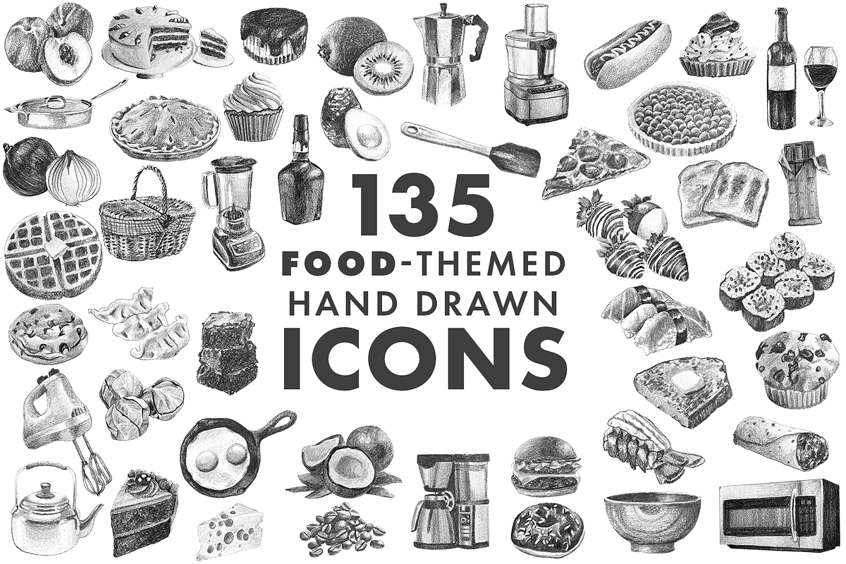 Hand-Drawn Icons (Restaurant/Food), an Icon by Onyx Templates (Photo 1 of 10)