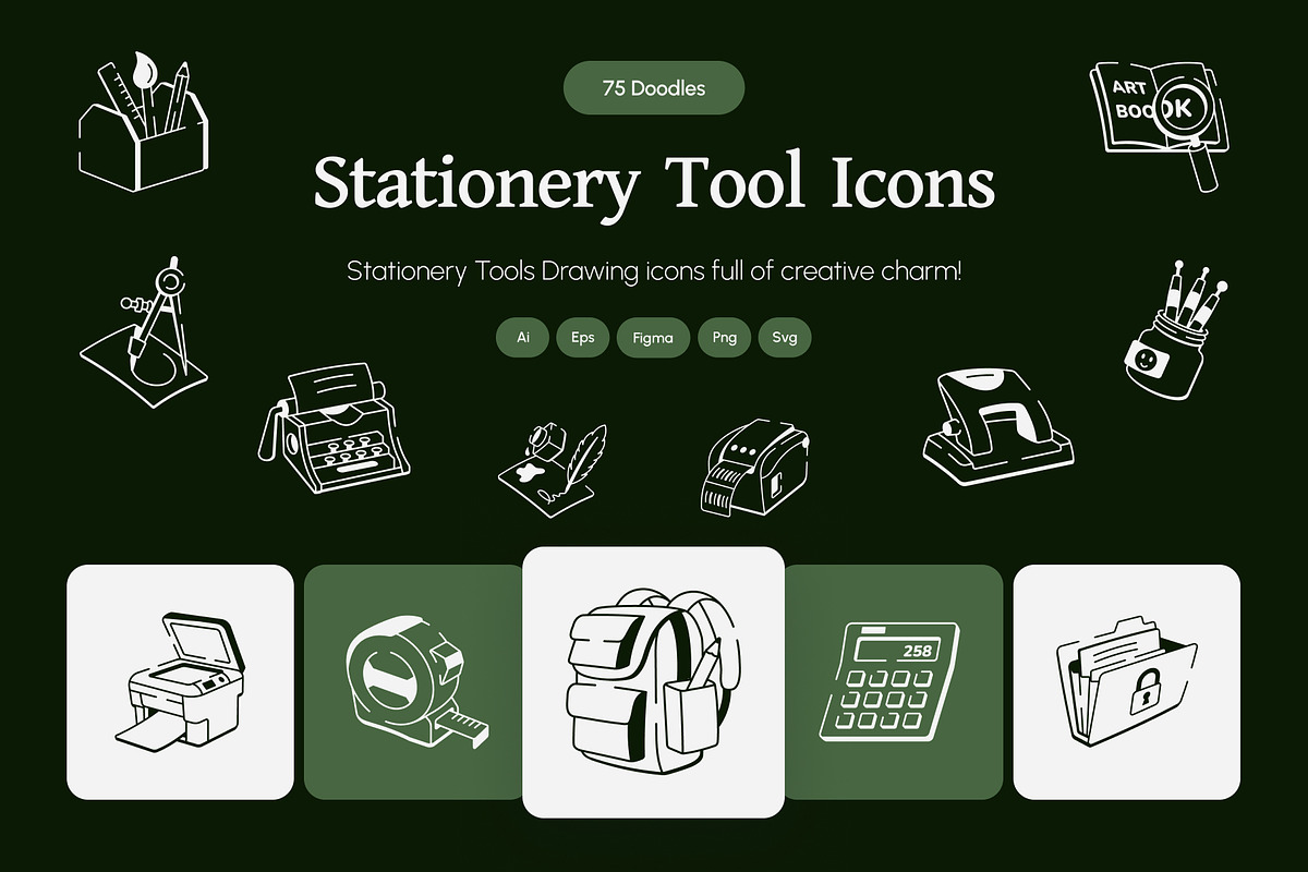 Stationery Tools Drawing Art Set, an Outline Icon by Vectors Market (Photo 1 of 8)