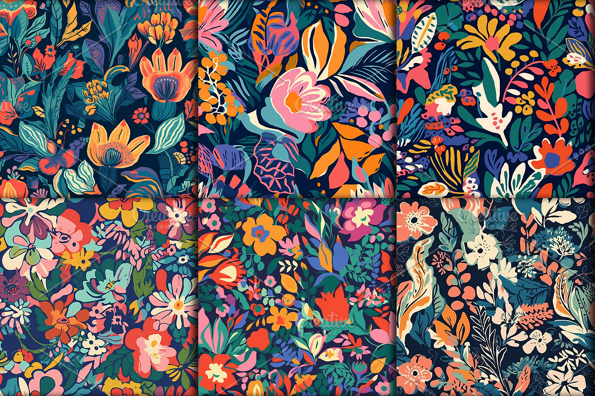 Colorful Painted Flower Patterns, a Pattern Graphic by RC graphics (Photo 2 of 10)