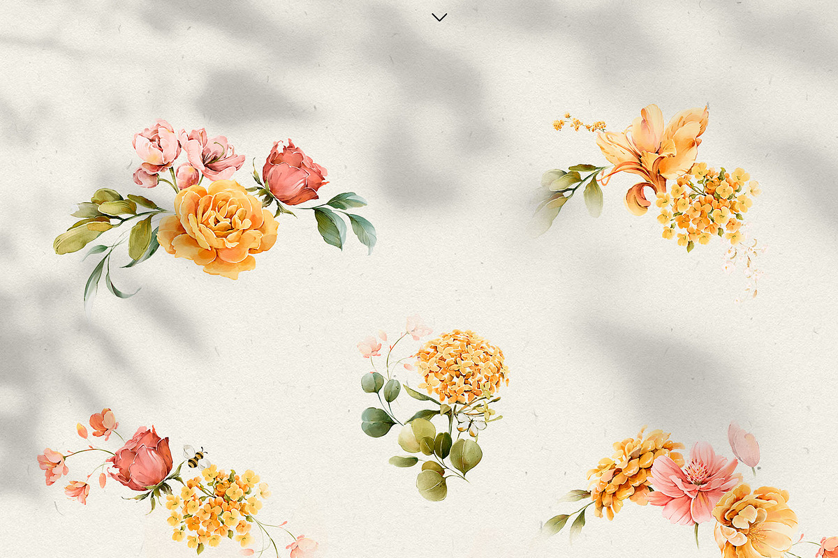 Watercolor Yellow Peach Flowers, a Decorative Illustration by Damian Roh (Photo 6 of 16)