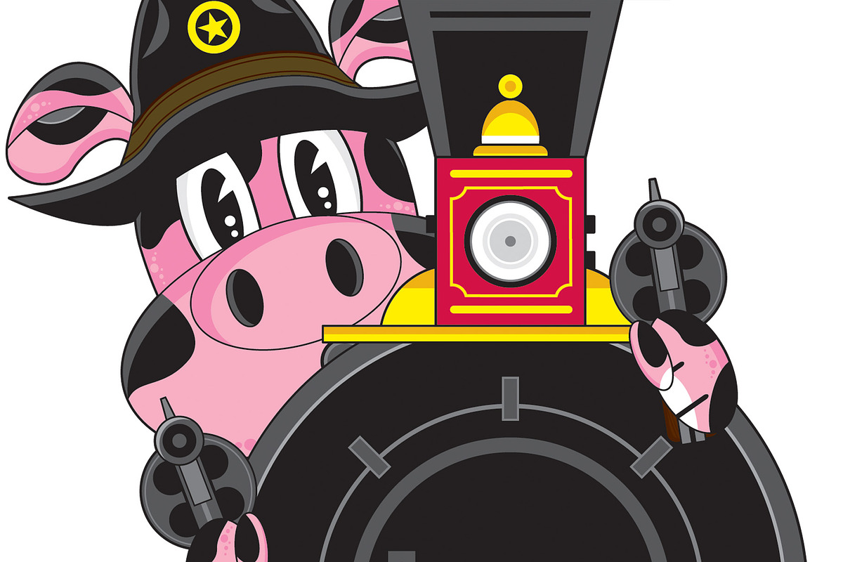 Cartoon Pig Cowboy Sheriff & Train, an Animal Illustration by Mark Murphy Creative (Photo 2 of 2)