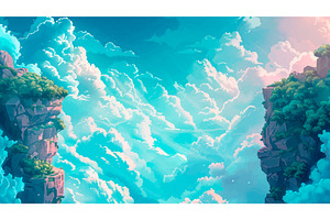 Beautiful Puffy Clouds Between Two, an Illustration by LadadikArt