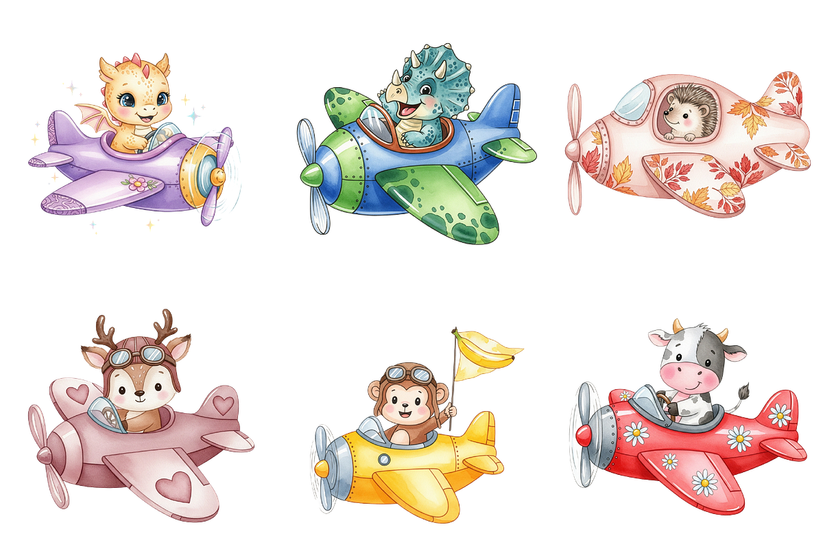 Airplane Watercolor Clipart png, an Illustration by Watercolor design (Photo 4 of 4)