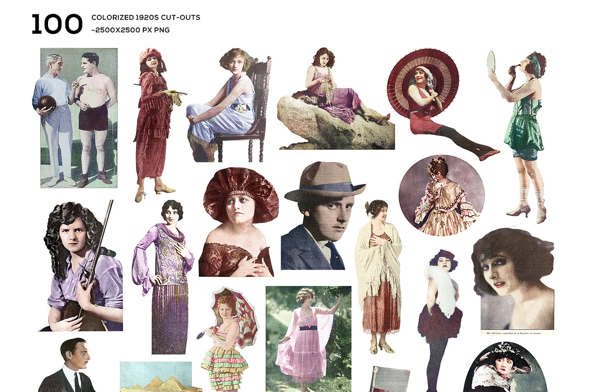 Colorized 1920s Vintage Collage Set, an Object Graphic by Kaleriia (Photo 3 of 10)