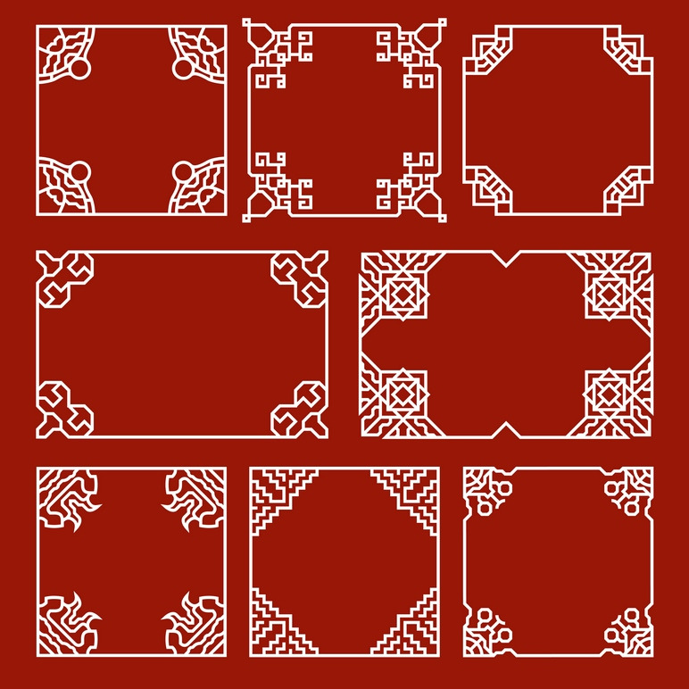 Chinese decorative frames set, a Decorative Illustration by Microvector