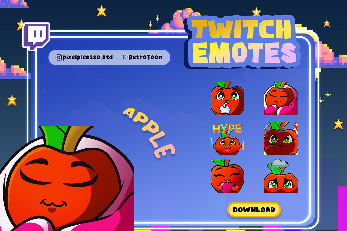 Apple Twitch Emote, an Emoji Icon by Pixel Picasso Studio (Photo 1 of 5)