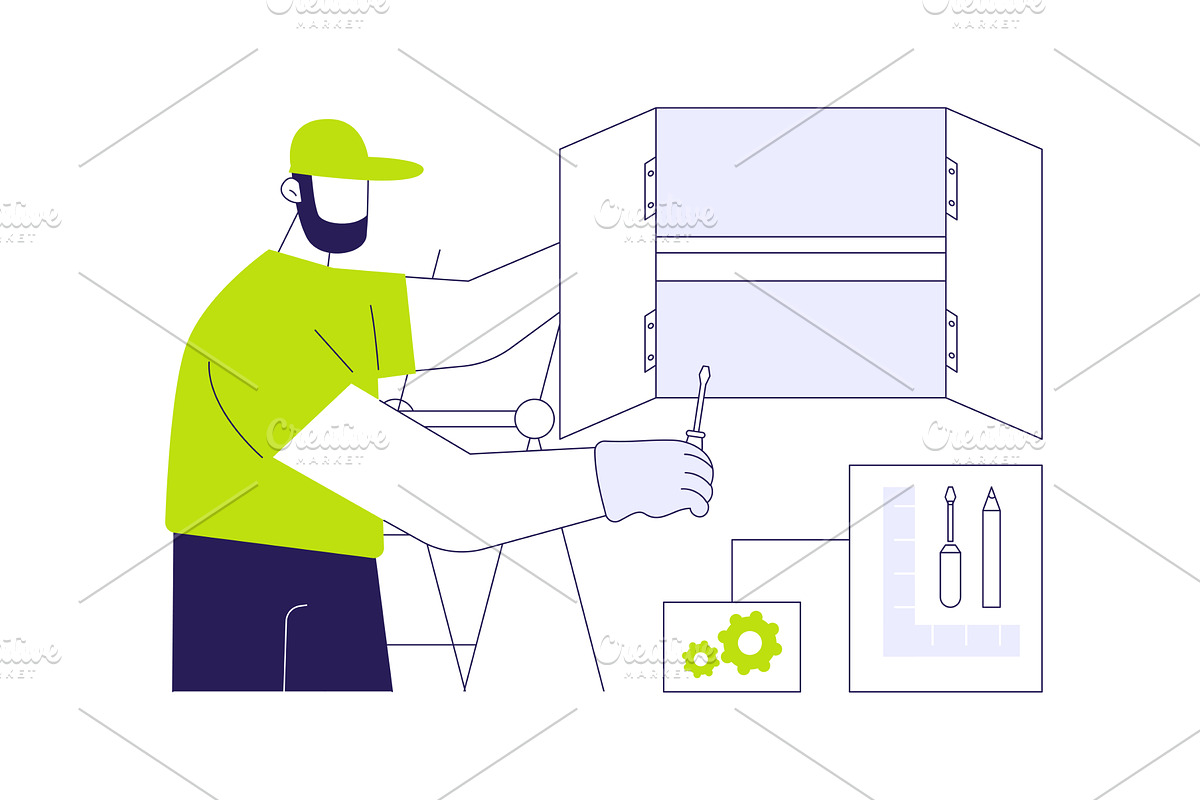 Kitchen cabinets installation, an Object Illustration by Visual Generation