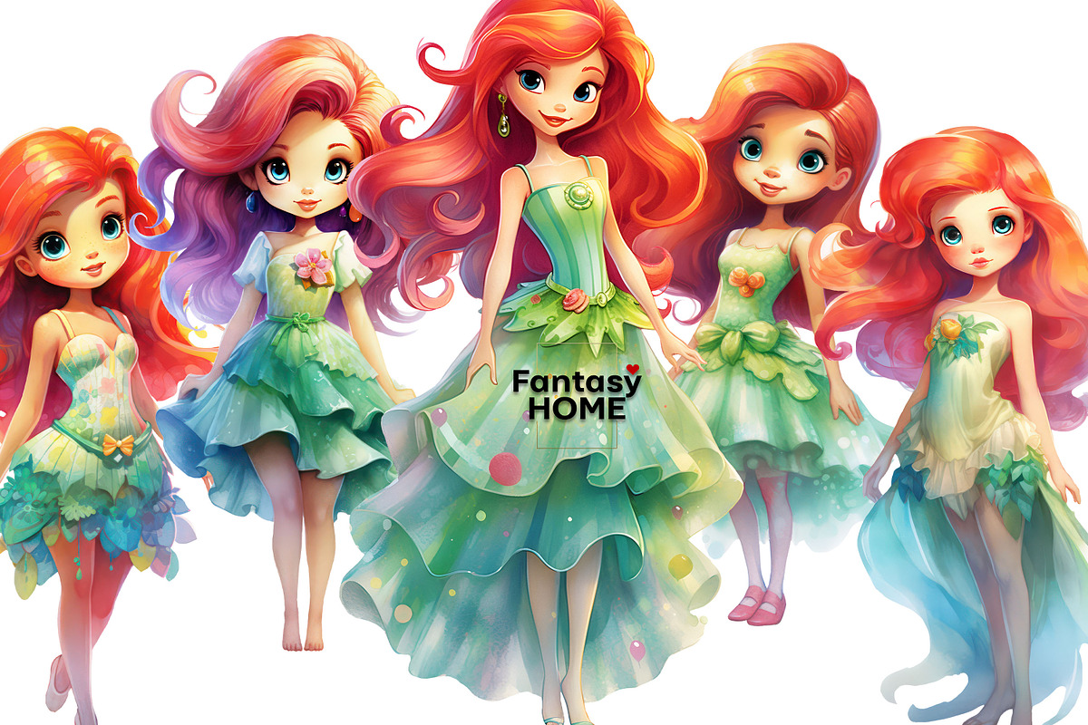 Little princess mermaid cliparts, an Object Graphic by JuliaStarArt-FantasyHome (Photo 8 of 8)