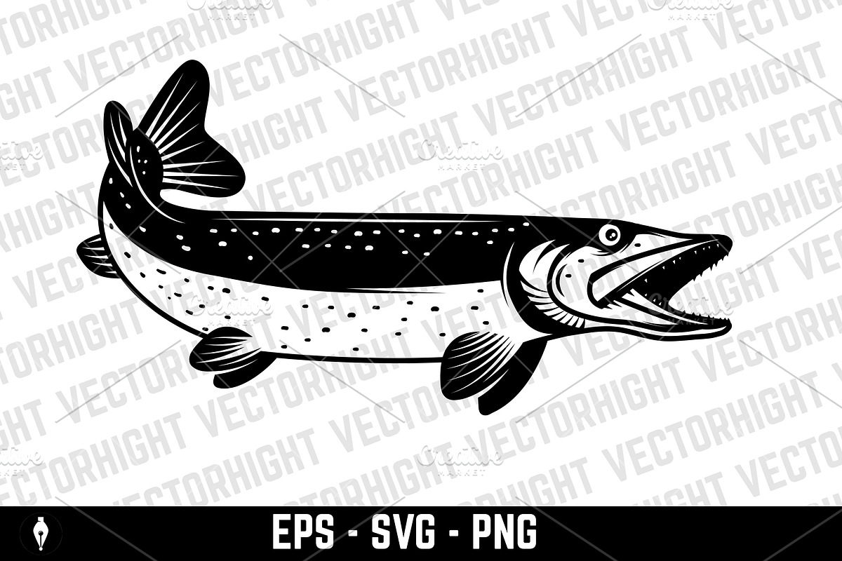 Illustration of pike fish svg, an Animal Illustration by Vectorhight ...