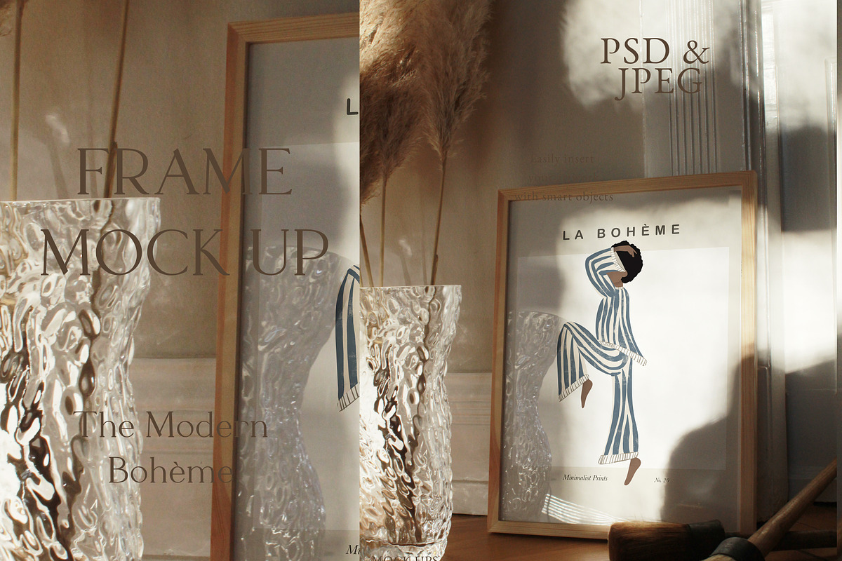 Boho Interior & Wooden Frame Mock Up, a Print Template by Wonderland Styled Stock (Photo 7 of 11)