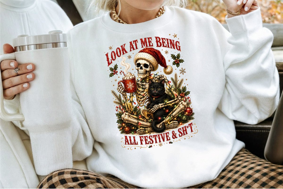 Funny Christmas Png, Snarky Skeleton, a Seasonal Illustration by Sublimation Artist (Photo 2 of 9)