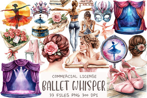 Watercolor Ballet Whisper Clipart, an Illustration by OK Design