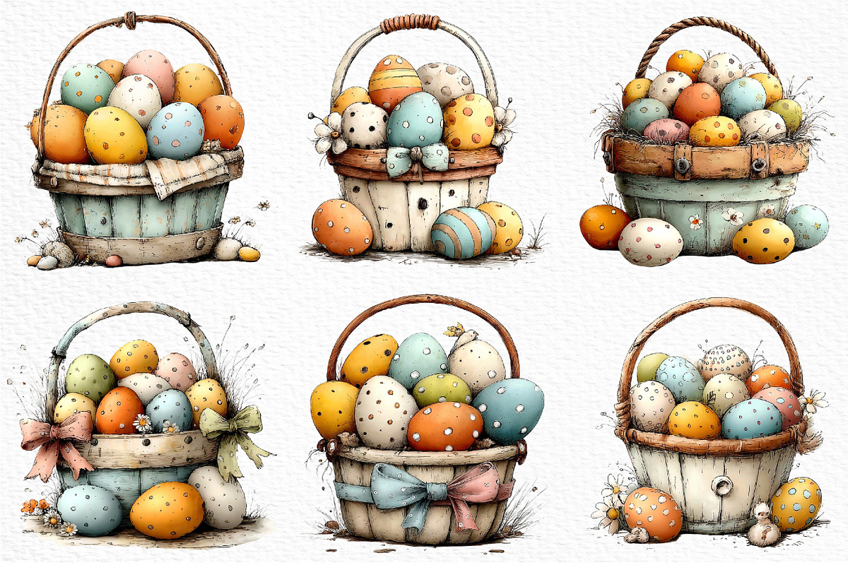 Easter Eggs Basket Clipart Png, an Illustration by Craft Nest (Photo 5 of 11)