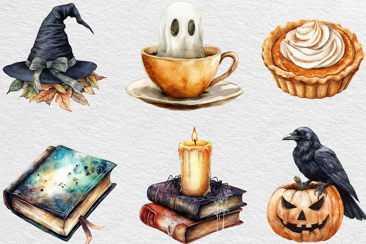 Vintage Autumn Halloween Clipart, an Illustration by Black Bird Studio (Photo 5 of 6)