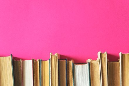 Old books on a pink background, a School & Education Photo by Ti-Di