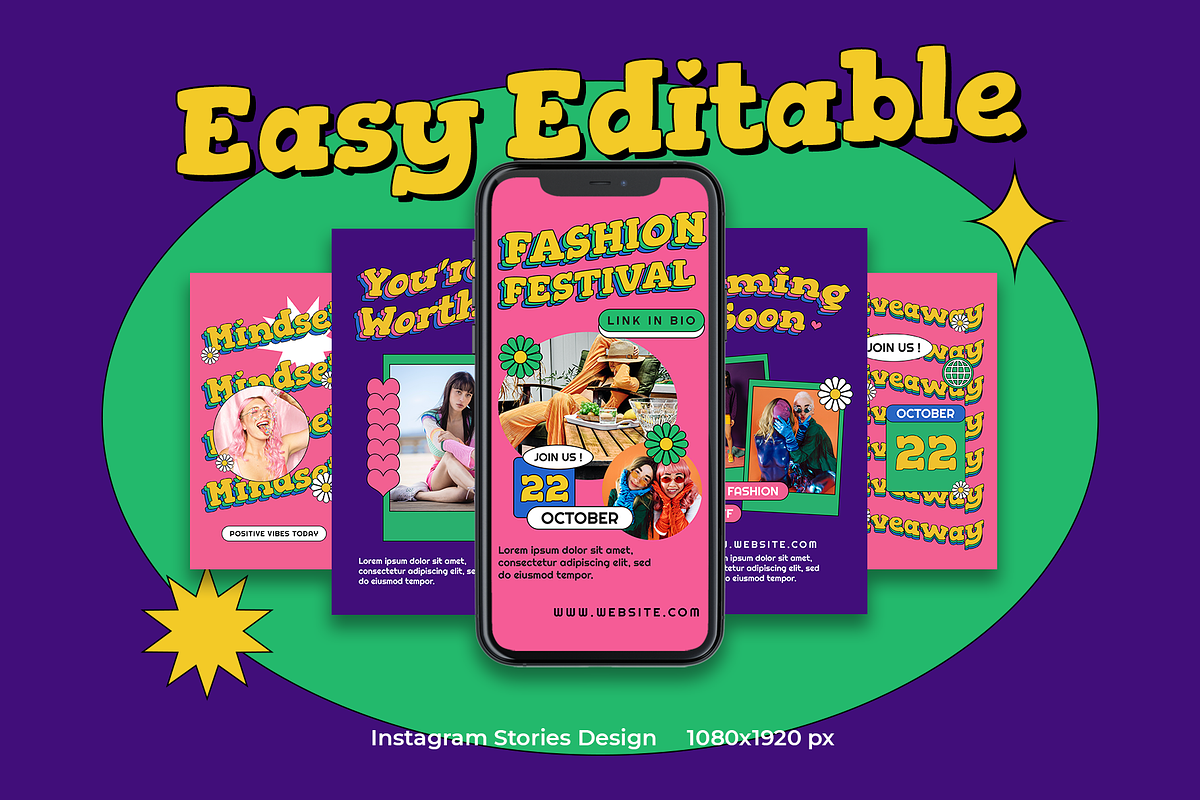 Memoir 90s Neon Instagram Template, a Social Media Template by Shinra Labs (Photo 4 of 6)