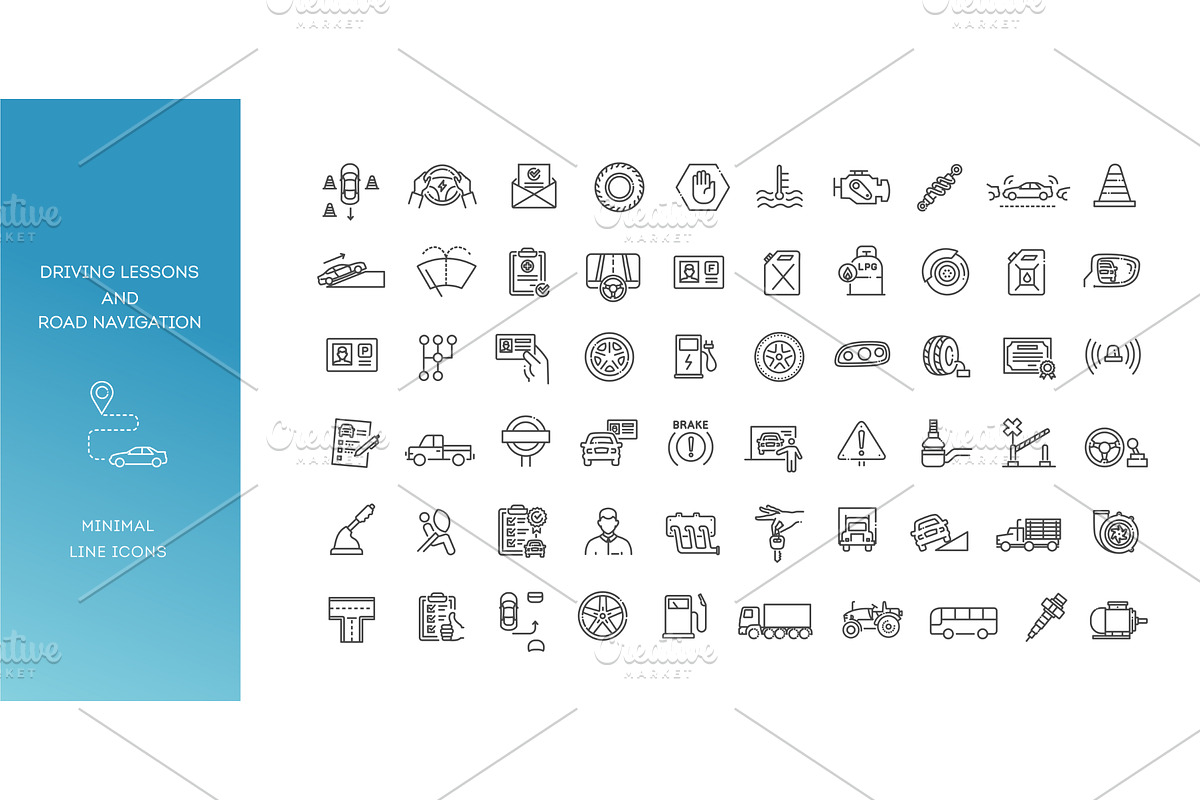 Driving Lessons and Road Navigation, an Outline Icon by Tettygreen (Photo 1 of 2)