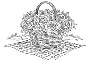Bloom Basket Coloring Pages, an Illustration by yasushie (Thumbnail 5 of 9)