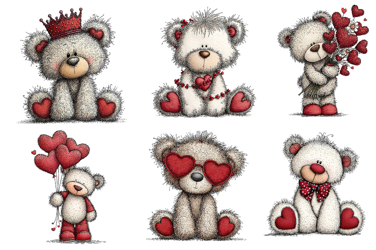 Valentine's Teddy Bear Clipart, an Illustration by Dream Creation (Photo 4 of 8)
