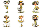 Whimsical Daisy Girl Clip Art, an Illustration by Designking (Thumbnail 3 of 5)