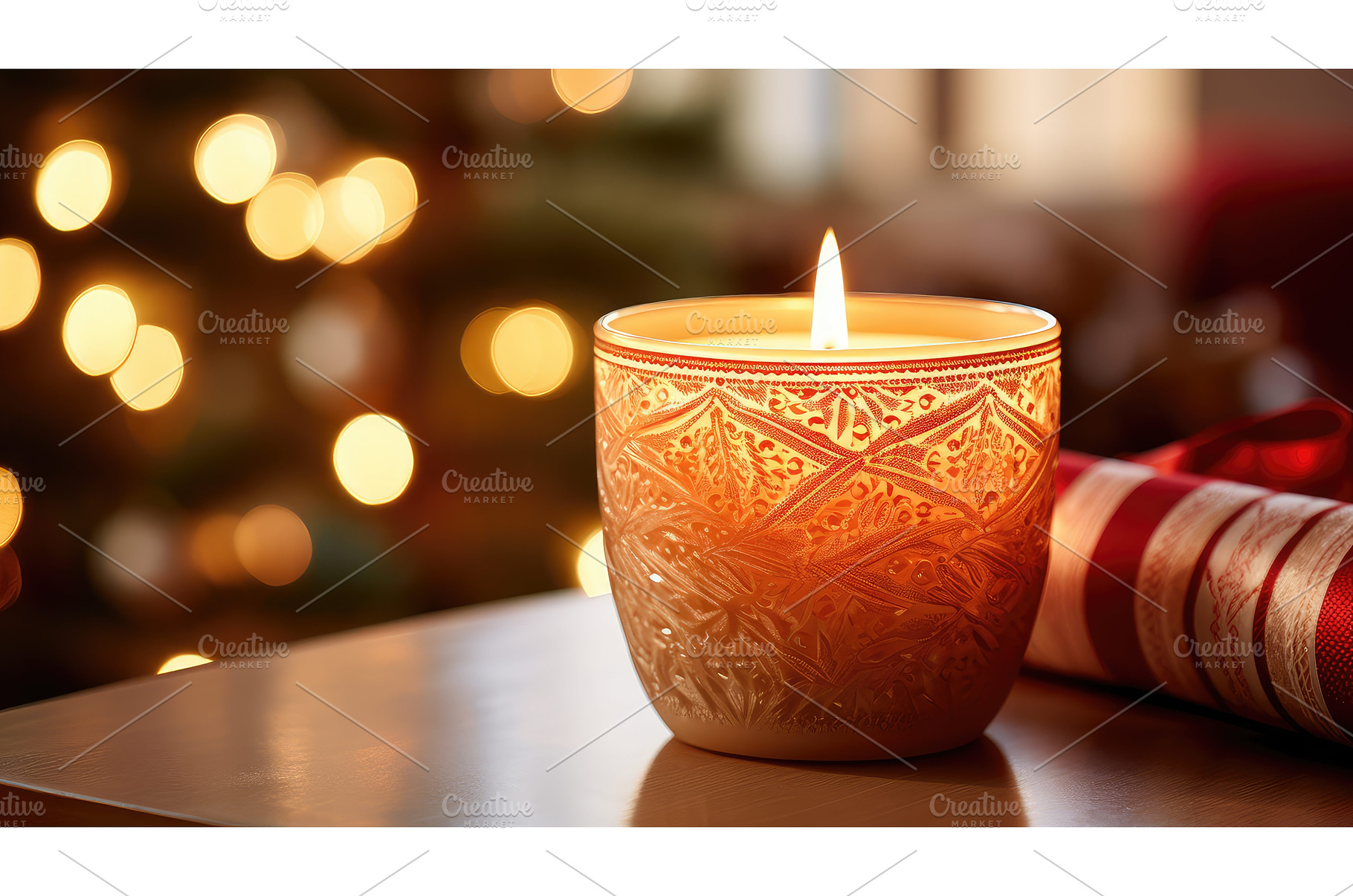 festive holiday candle ai generated, a Holiday Photo by pikepicture