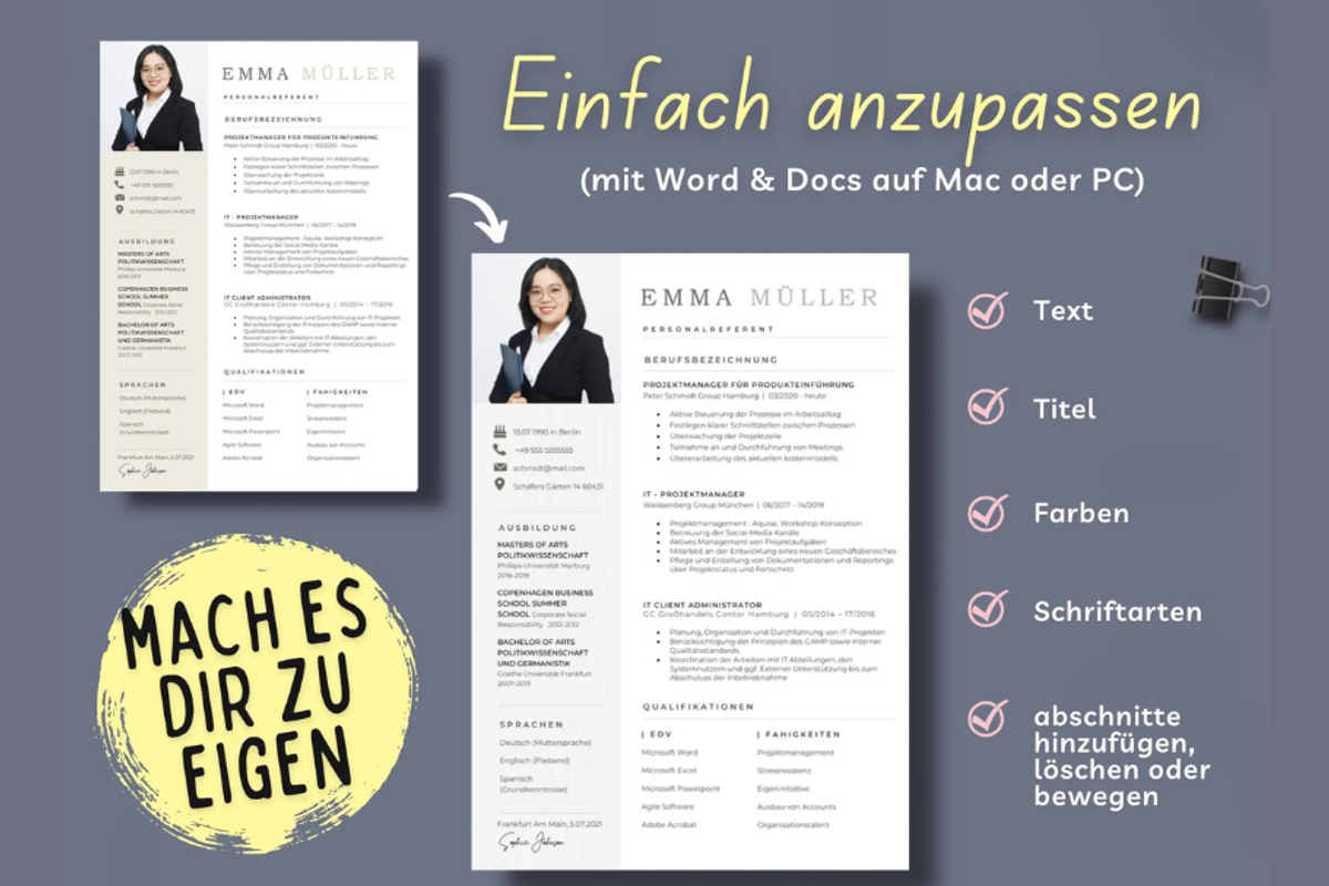 Bewerbungsvorlagen Word Lebenslauf, a Resume Template by Climbwithelevator (Photo 7 of 10)