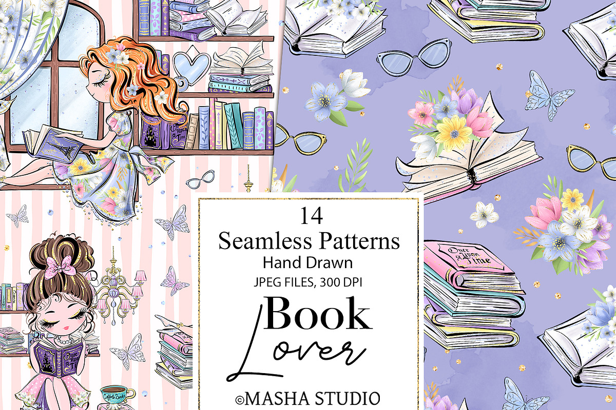 Book Lover Seamless Paper Pack, a Pattern Graphic by Masha  Studio (Photo 7 of 9)