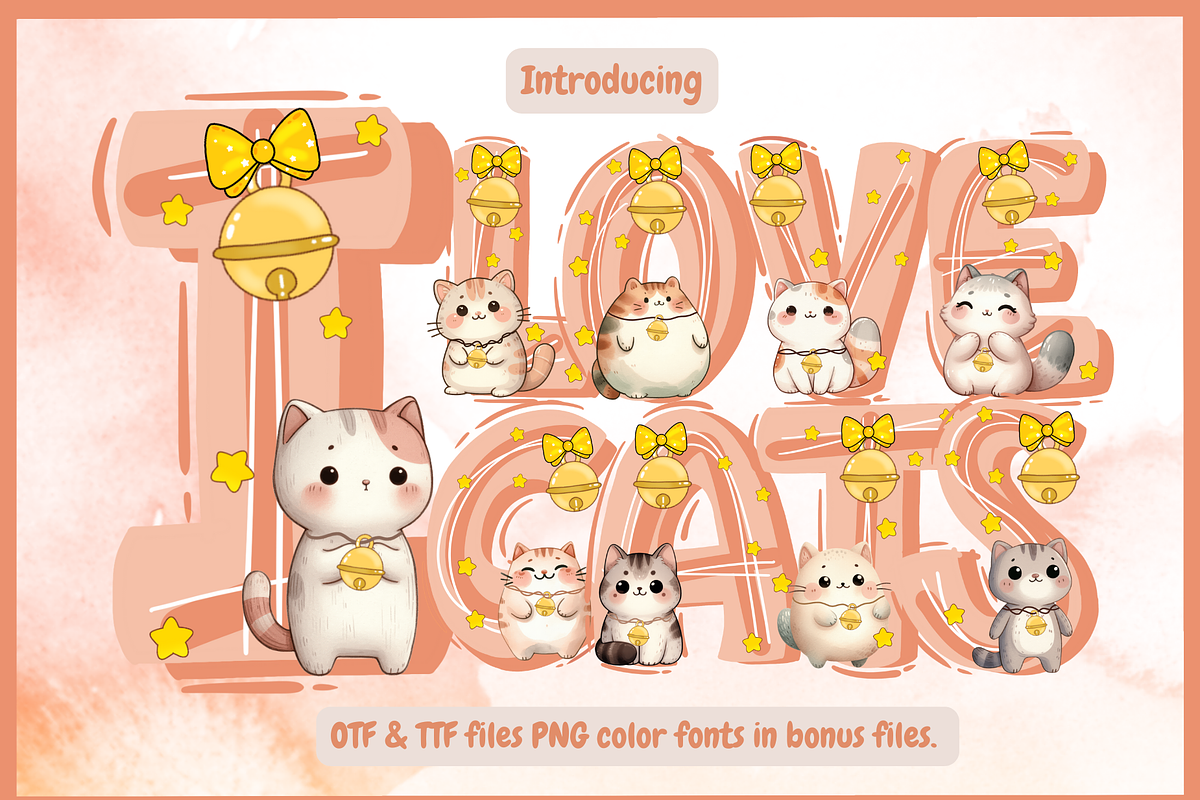 I Love Cats-PNG fonts, a Handwritten Font by It me digital art (Photo 1 of 6)