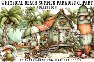 Whimsical Beach Summer Paradise Clip, an Illustration by OK Design