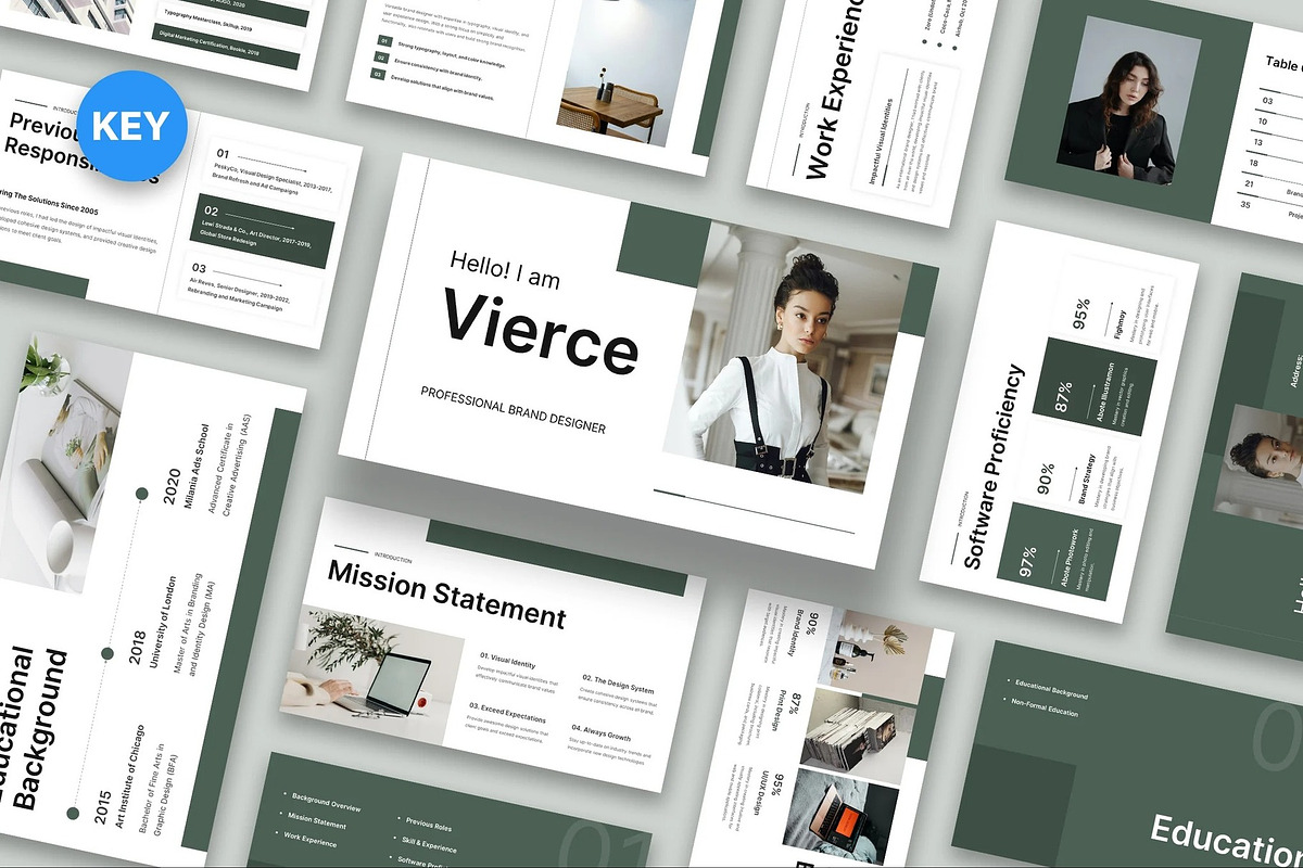 Vierce - Aestethic CV Resume Keynote, a Presentation Template by Fit-tee (Photo 1 of 6)