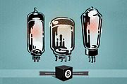 Hand drawn old vacuum tubes, a Technology Illustration by Serifs & Whiskey (Thumbnail 1 of 2)