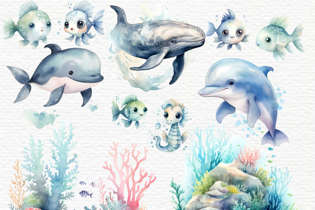 Under the sea baby shower png, an Animal Illustration by Invite to Clipart (Photo 5 of 9)