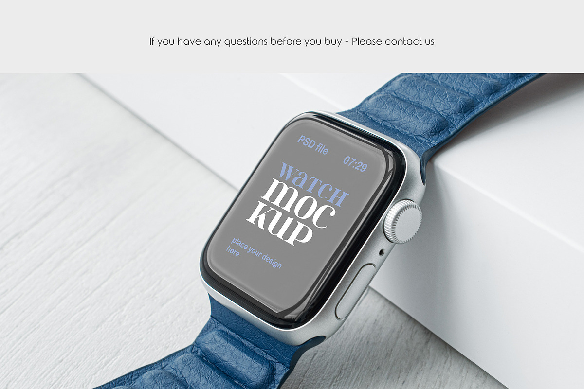 Apple Watch with Blue Band Mockup, a Wearable Device Mockup by Country4k (Photo 5 of 5)