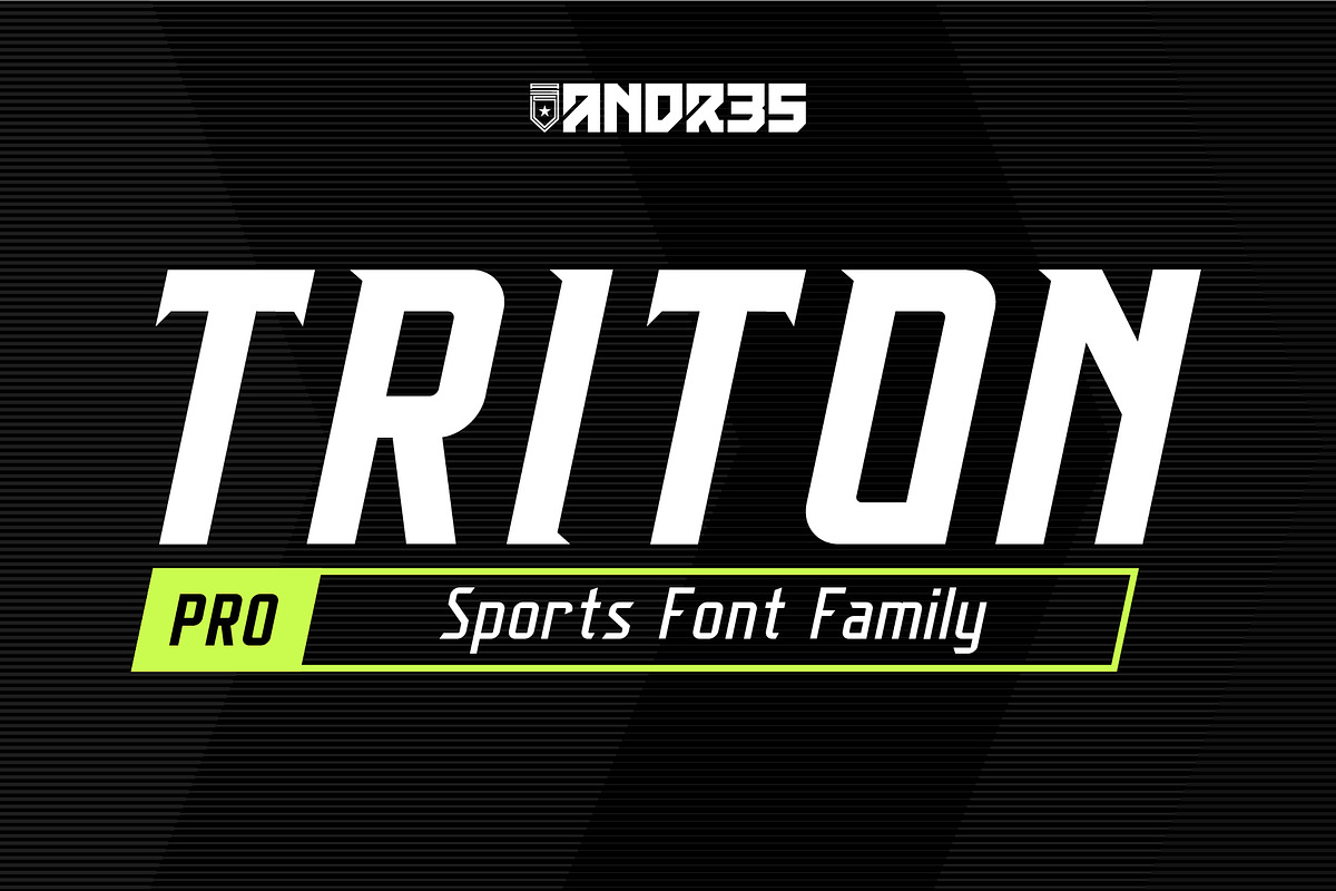 Triton Pro: Sports Font Family, a Sans Serif Font by ANDR35 (Photo 1 of 12)