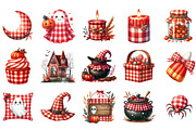 Watercolor Red Gingham Halloween, an Illustration by Designking (Thumbnail 3 of 5)