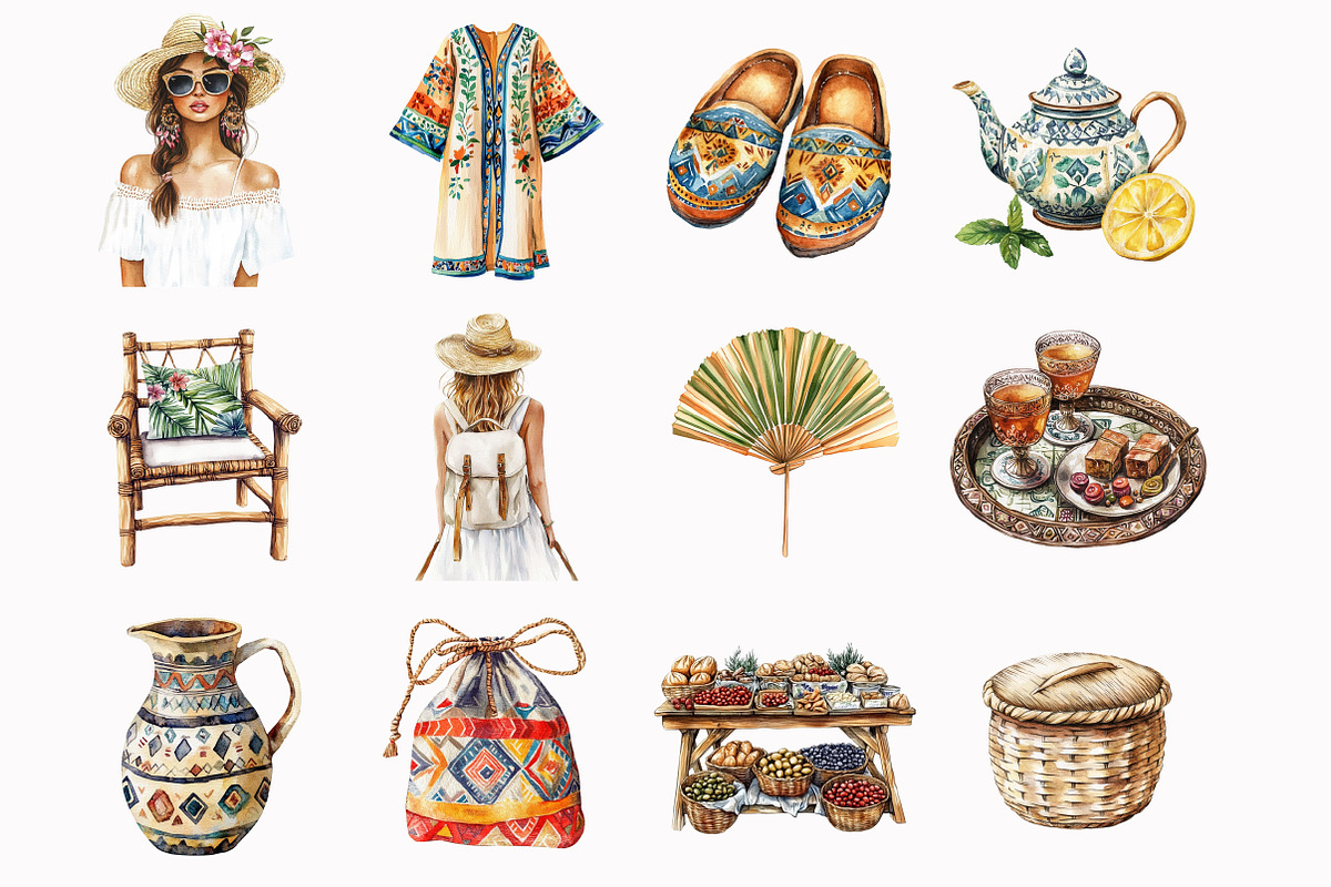 Watercolor Morocco Spirit Clipart, an Illustration by Design Market (Photo 2 of 5)