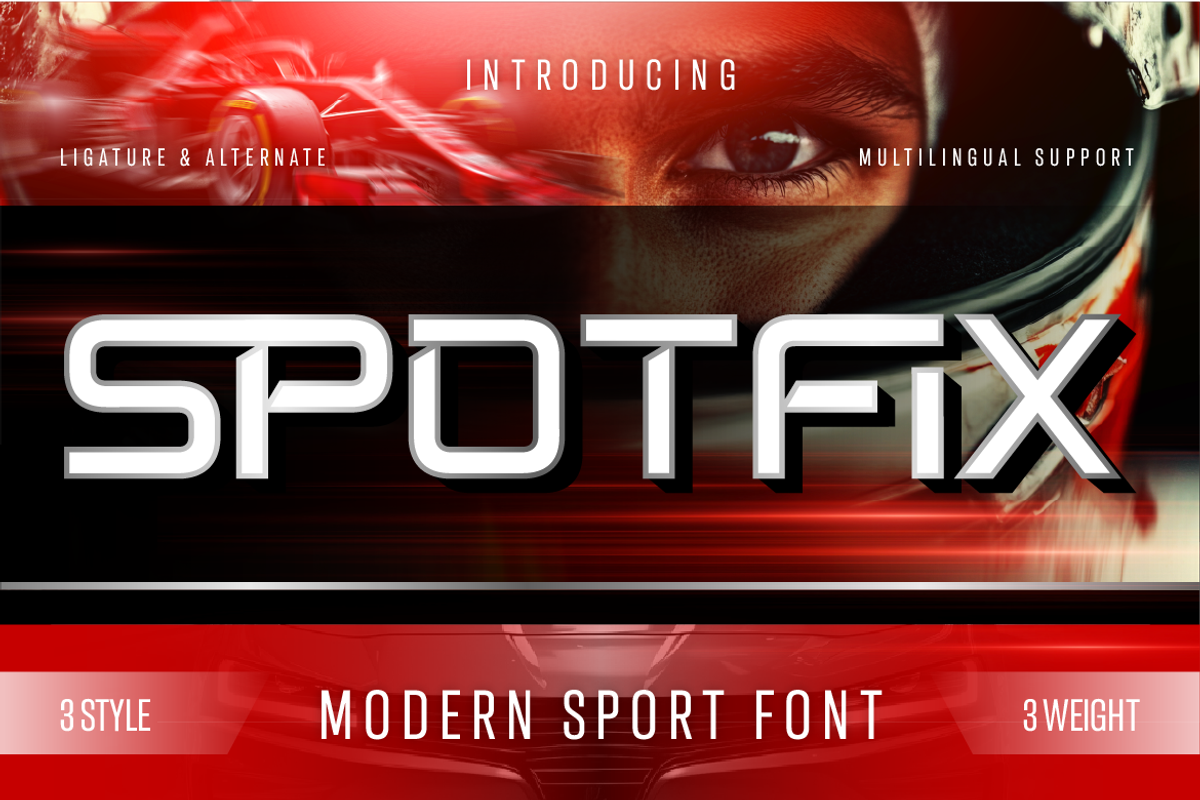 Spotfix - Modern Sport Display Font, a Sans Serif Font by Burntilldead (Photo 1 of 12)